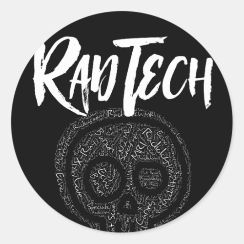 Radiology Tech Terms in Skull Rad Tech Classic Round Sticker