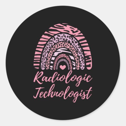 Radiology Technologist Leopard Rainbow Roentgen Xr Classic Round Sticker