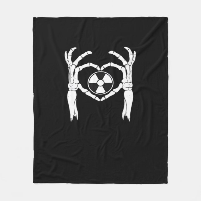 Radiology X-Ray Tech Heart Shaped Skeleton Hands D Fleece Blanket (Front)