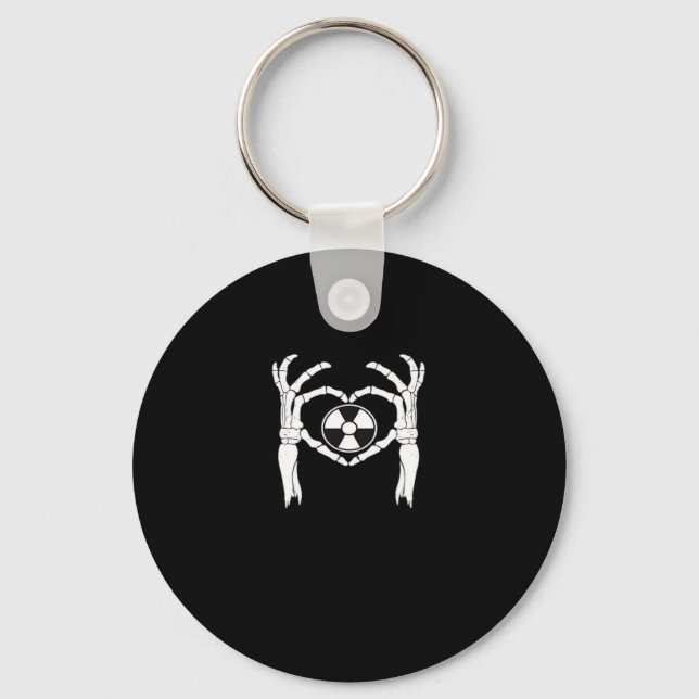 Radiology X-Ray Tech Heart Shaped Skeleton Hands D Keychain (Front)
