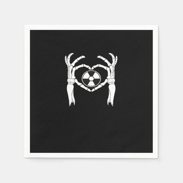Radiology X-Ray Tech Heart Shaped Skeleton Hands D Napkins (Front)