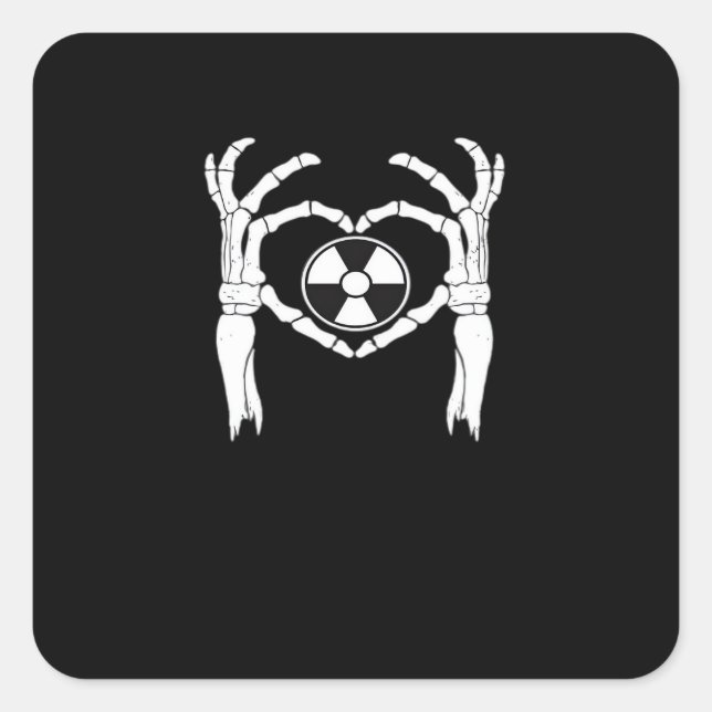Radiology X-Ray Tech Heart Shaped Skeleton Hands D Square Sticker (Front)