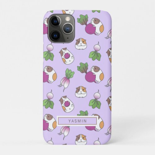 Radish and Guinea pig pattern in light purple iPhone 11 Pro Case