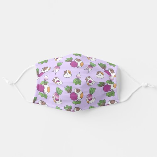 radish and guinea pig pattern in purple adult cloth face mask