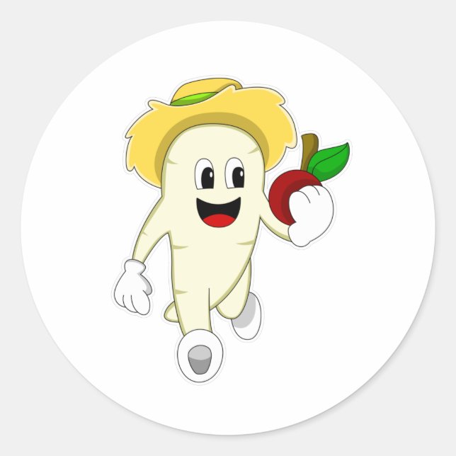 Radish as Farmer with Fruit Classic Round Sticker (Front)
