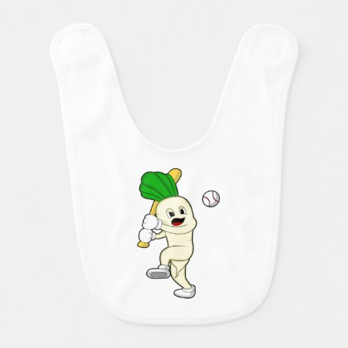 Radish at Baseball with Baseball bat Baby Bib