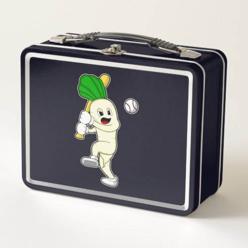 Radish at Baseball with Baseball bat Metal Lunch Box