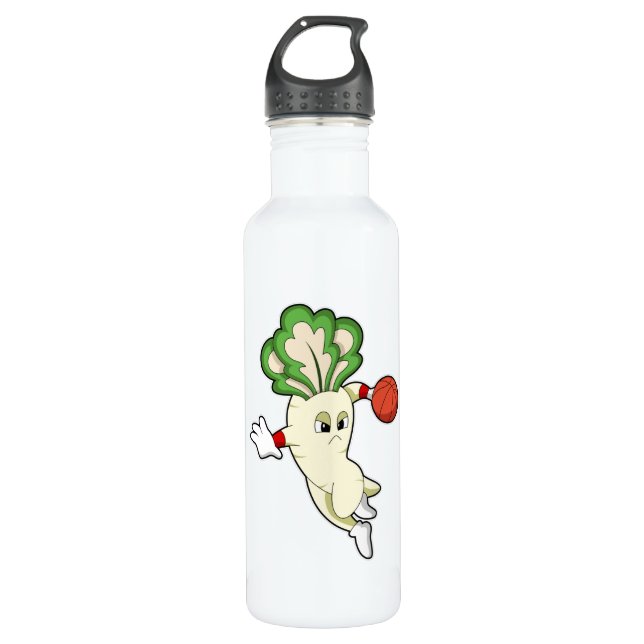 Radish at Basketball Sports Stainless Steel Water Bottle (Front)