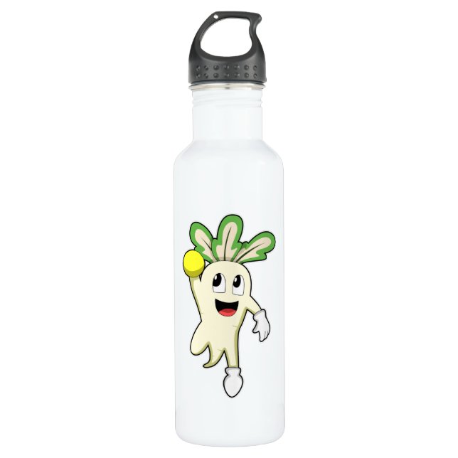 Radish at Handball player with Handball Stainless Steel Water Bottle (Front)