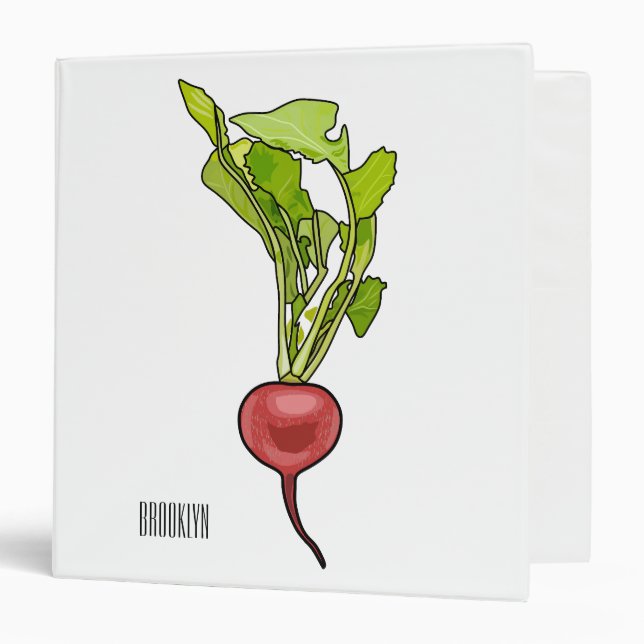 Radish cartoon illustration  3 ring binder (Front/Inside)
