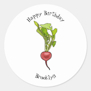 Radish cartoon illustration classic round sticker