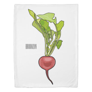Radish cartoon illustration  duvet cover