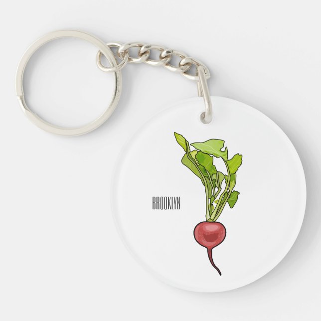 Radish cartoon illustration  keychain (Front)