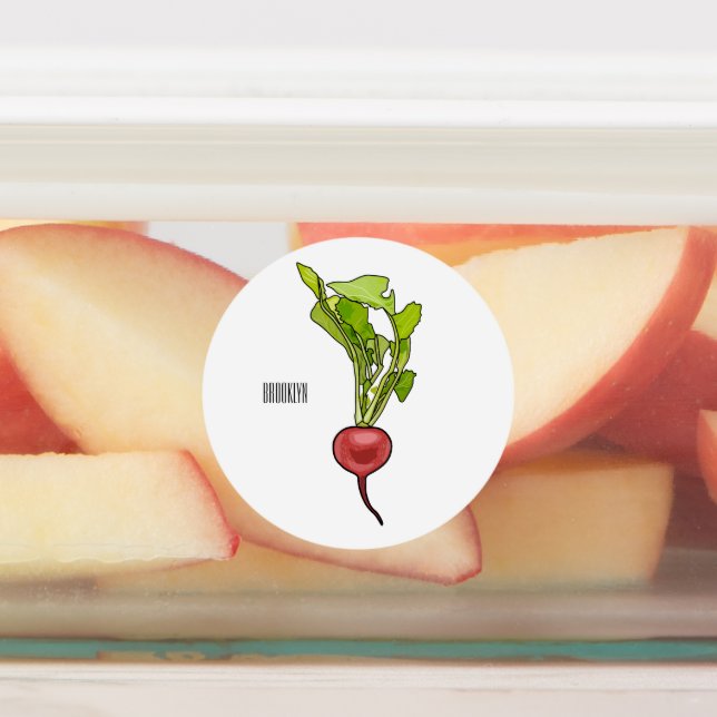 Radish cartoon illustration  labels (Affixed)
