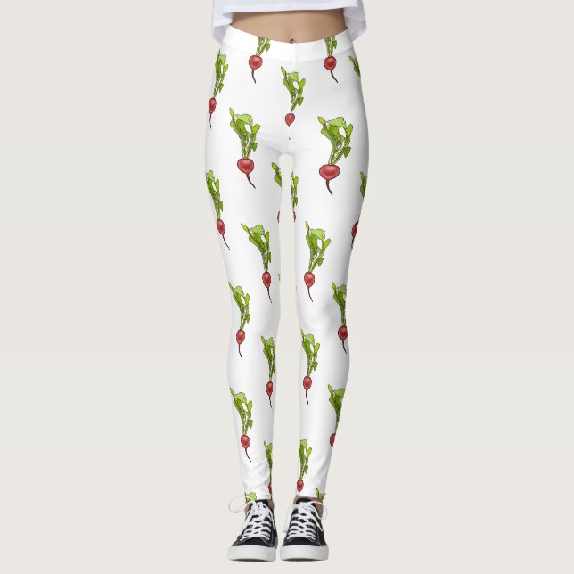 Radish cartoon illustration  leggings (Front)