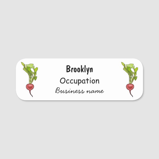 Radish cartoon illustration name tag (Front)