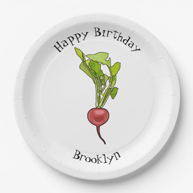 Radish cartoon illustration paper plates (Front)