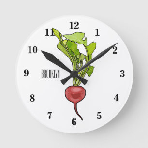 Radish cartoon illustration round clock