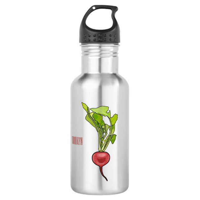 Radish cartoon illustration  stainless steel water bottle (Front)
