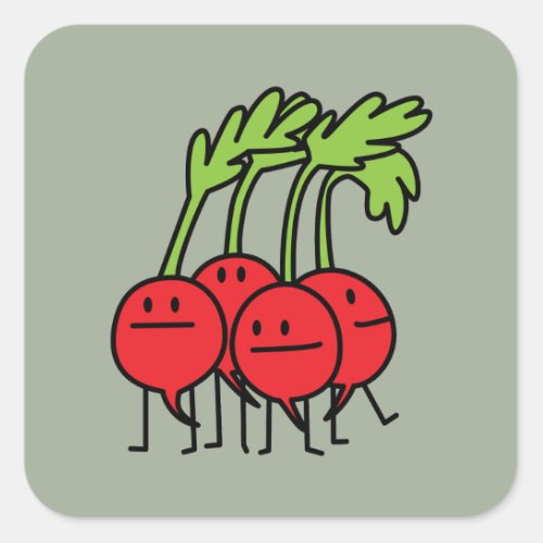 Radish Happy Bunch _ Radishes being happy Square Sticker