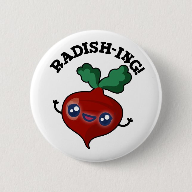 Radish-ing Funny Veggie Radish Pun  Button (Front)
