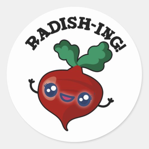 Radish_ing Funny Veggie Radish Pun Classic Round Sticker