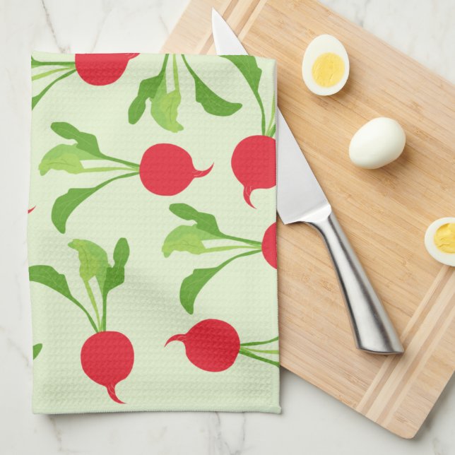Radish Red Green Pattern Kitchen Towel (Quarter Fold)