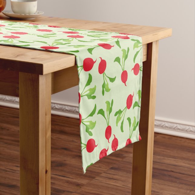 Radish Red Green Pattern Short Table Runner (In Situ)