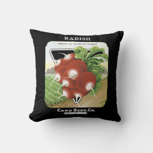 Radish Seed Packet Label Throw Pillow