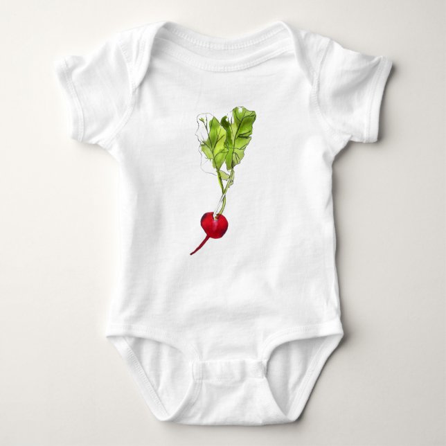 Radish vegetable watercolour illustration art baby bodysuit (Front)