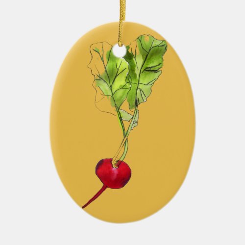 Radish vegetable watercolour illustration art ceramic ornament