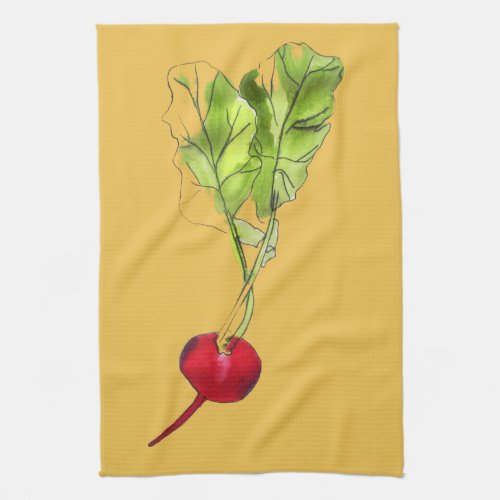 Radish vegetable watercolour illustration art kitchen towel