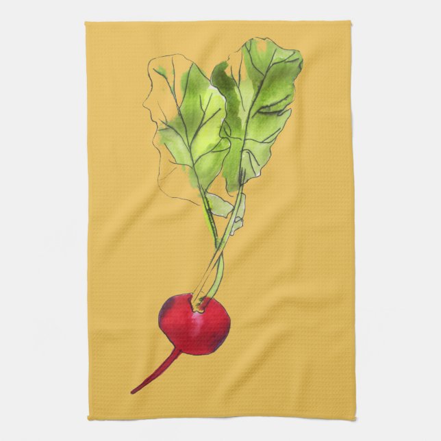 Radish vegetable watercolour illustration art kitchen towel (Vertical)