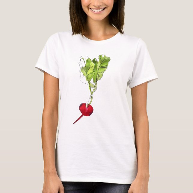 Radish vegetable watercolour illustration art T-Shirt (Front)