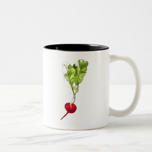 Radish vegetable watercolour illustration art Two-Tone coffee mug (Right)