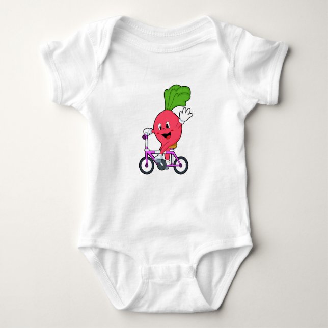 Radish with Bicycle Baby Bodysuit (Front)