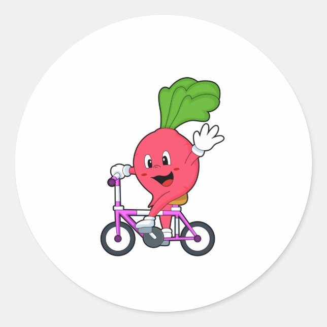 Radish with Bicycle Classic Round Sticker (Front)
