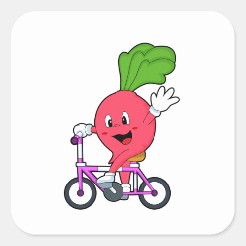 Radish with Bicycle Square Sticker