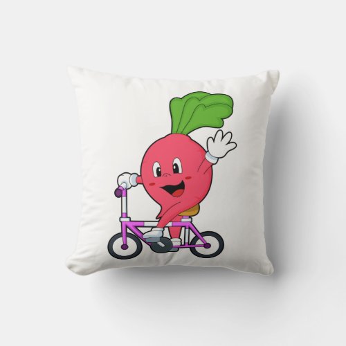 Radish with Bicycle Throw Pillow