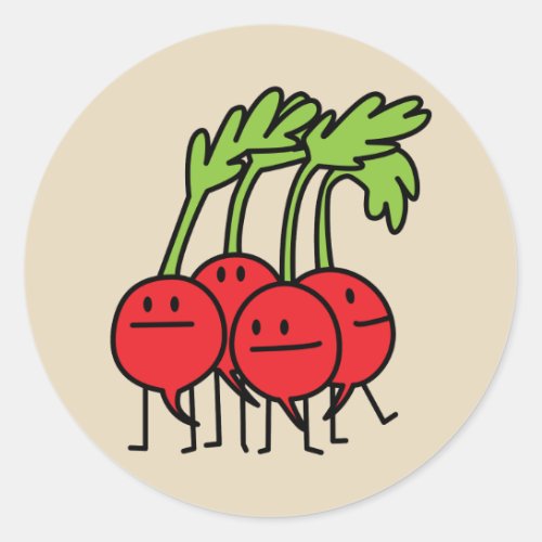 Radishes Happy Bunch vegetable radish group organi Classic Round Sticker