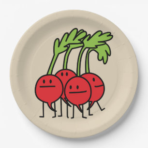 Radishes Happy Bunch vegetable radish group Paper Plates