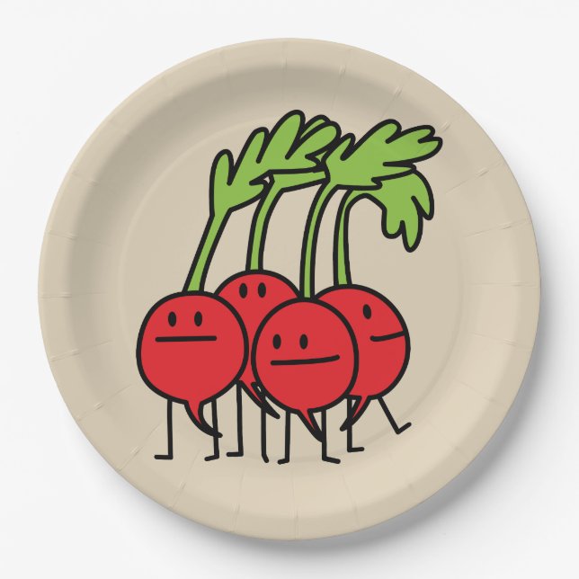 Radishes Happy Bunch vegetable radish group Paper Plates (Front)