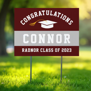 Radnor Raptors Burgundy 2023 Graduation Yard Sign