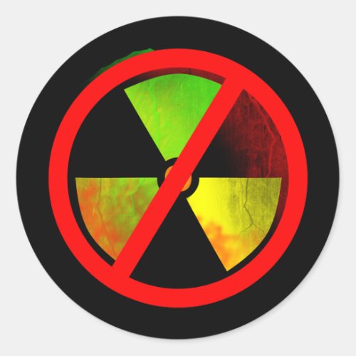 Radoactive Grunge Anti_Nuclear Symbol Sticker