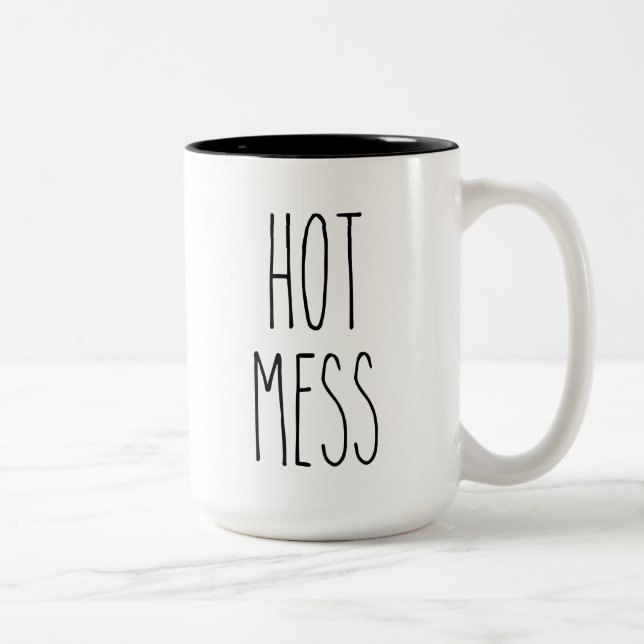 RAE DUNN Inspired Hot Mess farmhouse Two-Tone Coffee Mug (Right)