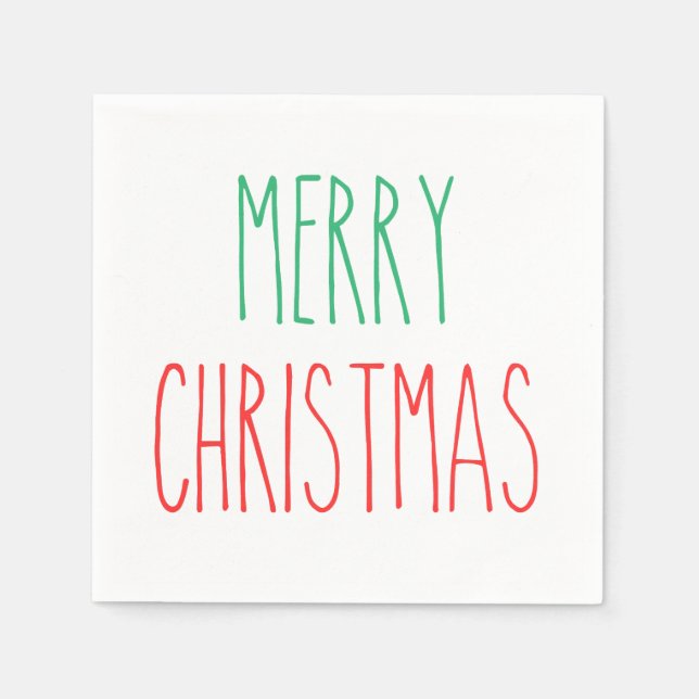 RAE DUNN Inspired Merry Christmas red and green  Napkins (Front)
