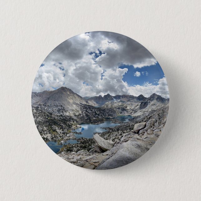Rae Lakes Panorama from Fin Dome - John Muir Trail Button (Front)