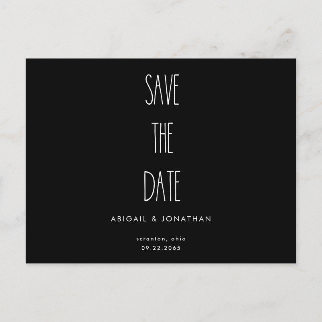 RaeDunn Wedding Black & White Save the Date Invitation Postcard (Front)