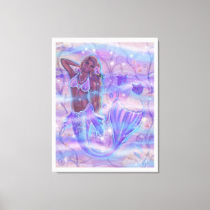 Raeni Mermaid with purple bettas by Renee Lavoie Canvas Print