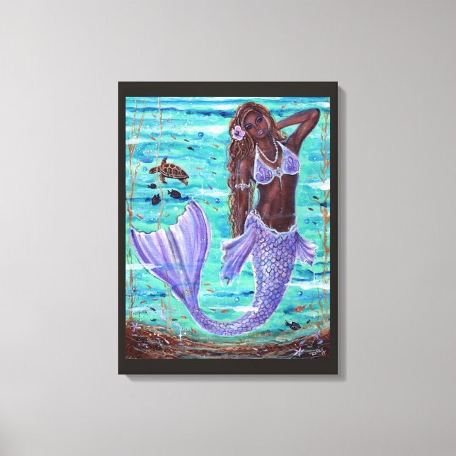 Raeni Mermaid with sea turtle by Renee Lavoie Canvas Print (Front)